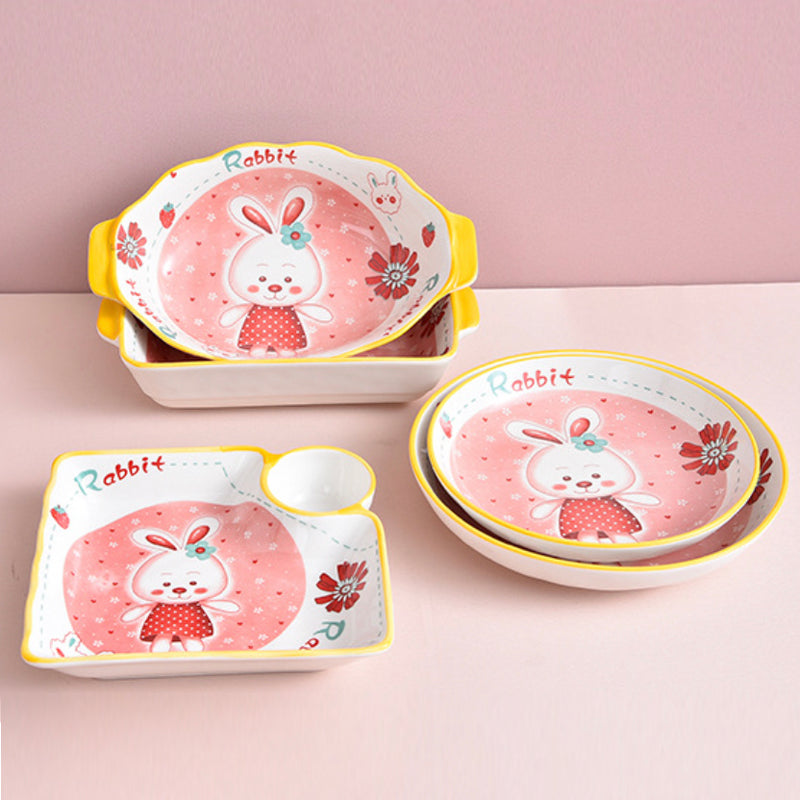 Rabbit Section Plate - Serving plate, snack plate, momo plate, plate with compartment | Plates for dining table & home decor