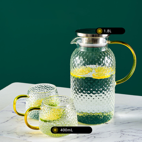 Cup with Jug Set of 2 - Tea cup set, glass tea set, teapot set | Tea set for Dining table & Home decor