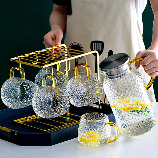 Juice Pitcher Set of 6 - Tea cup set, glass tea set, teapot set | Tea set for Dining table & Home decor