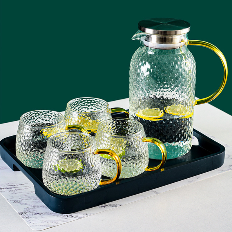 Glass Juice Set of 4 - Tea cup set, glass tea set, teapot set | Tea set for Dining table & Home decor