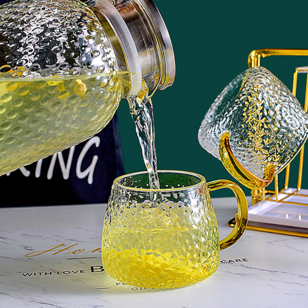 Glass Juice Set of 4 - Tea cup set, glass tea set, teapot set | Tea set for Dining table & Home decor