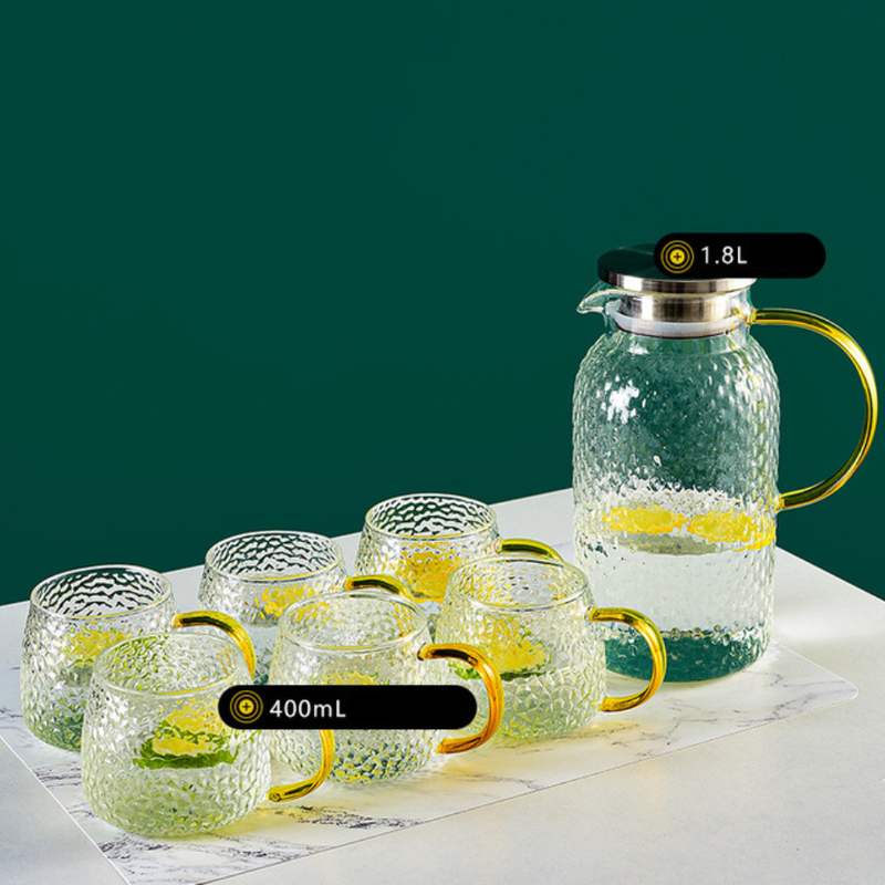 Juice Pitcher Set of 6 - Tea cup set, glass tea set, teapot set | Tea set for Dining table & Home decor