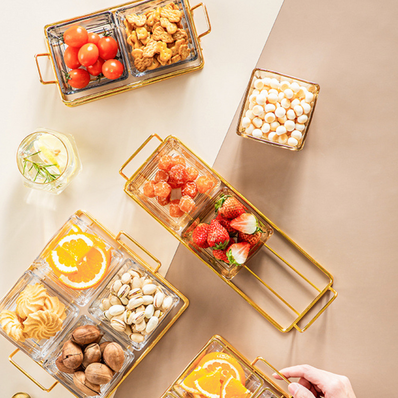 Rectangle Tray with Glass Bowls Set of 3 - Bowls, serving bowls, small glass bowls, snack serving bowls, section bowls, fancy serving bowls, small serving bowls | Bowls for dining table & home decor