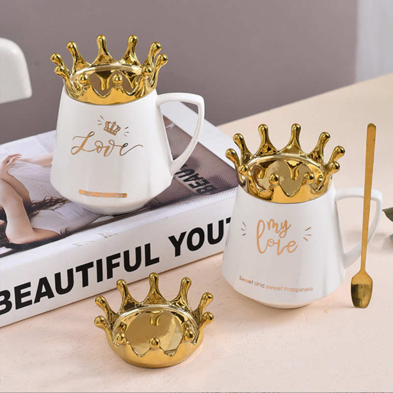 Royal Crown Love Coffee Cup With Lid 300 ml- Mug for coffee, tea mug, cappuccino mug | Cups and Mugs for Coffee Table & Home Decor