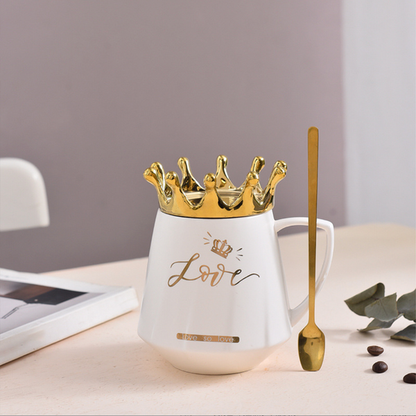 Royal Crown Love Coffee Cup With Lid 300 ml- Mug for coffee, tea mug, cappuccino mug | Cups and Mugs for Coffee Table & Home Decor