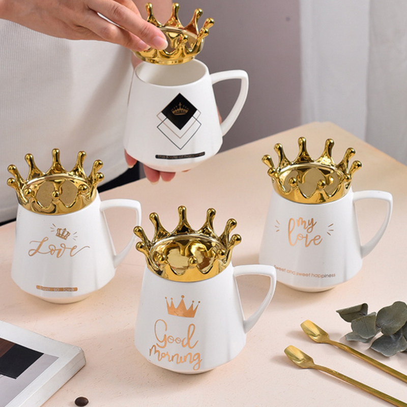 Royal Crown Love Coffee Cup With Lid 300 ml- Mug for coffee, tea mug, cappuccino mug | Cups and Mugs for Coffee Table & Home Decor