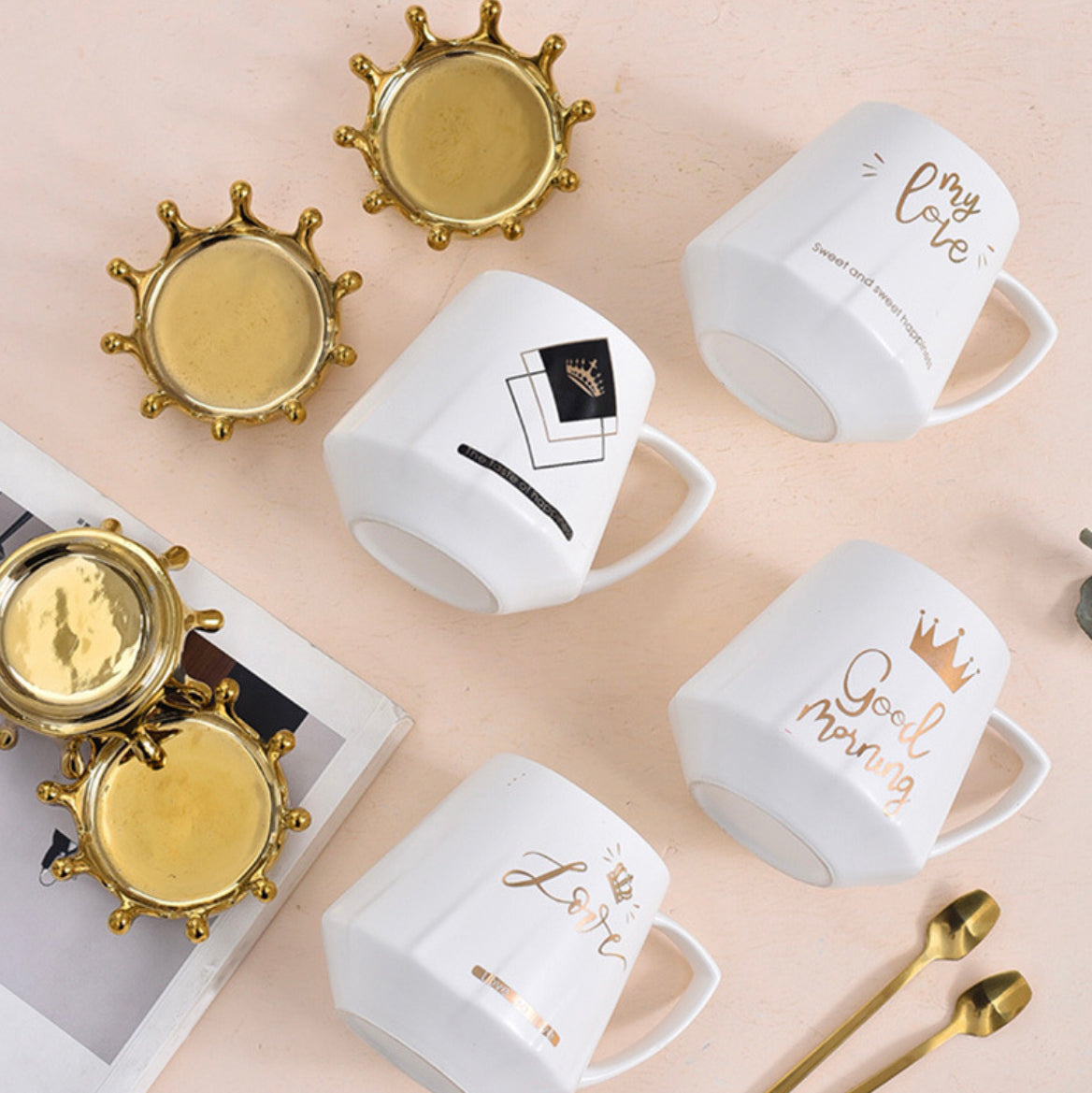 Coffee Mug Warmer with Mug, Regal Crown Lid and Spoon Included