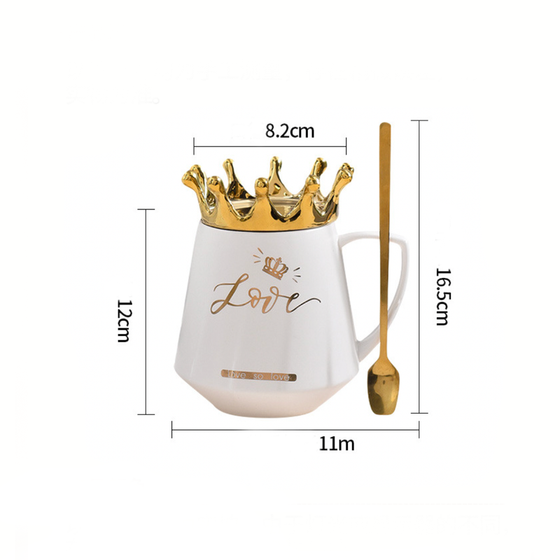 Royal Crown Love Coffee Cup With Lid 300 ml- Mug for coffee, tea mug, cappuccino mug | Cups and Mugs for Coffee Table & Home Decor