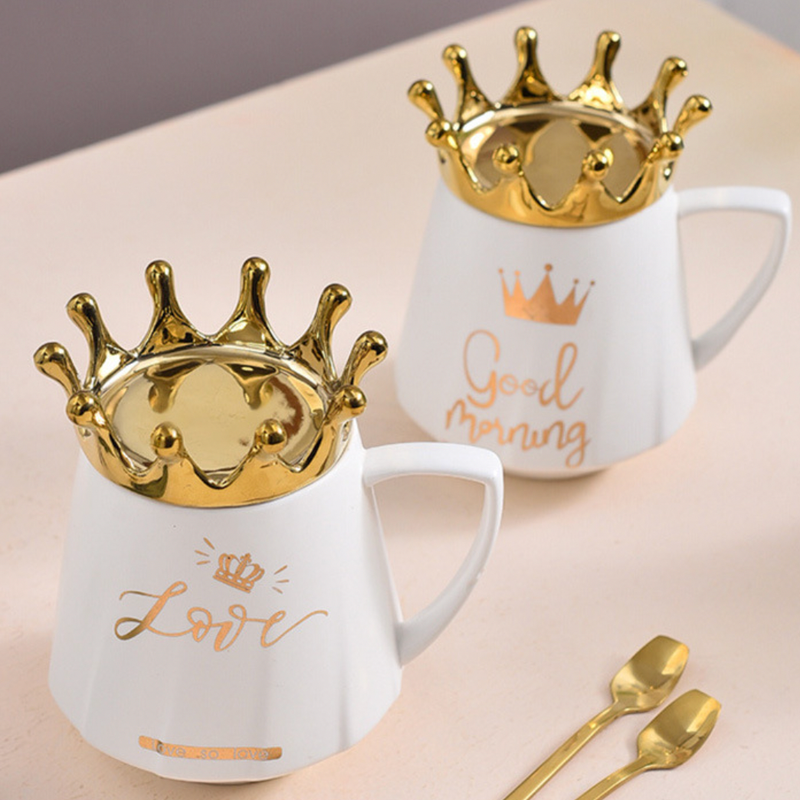Royal Crown Love Coffee Cup With Lid 300 ml- Mug for coffee, tea mug, cappuccino mug | Cups and Mugs for Coffee Table & Home Decor