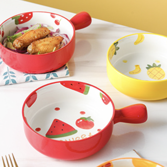 Fruit Dish With Handle - Ceramic bowl, salad bowls, snack bowls, bowl with handle | Bowls for dining table & home decor