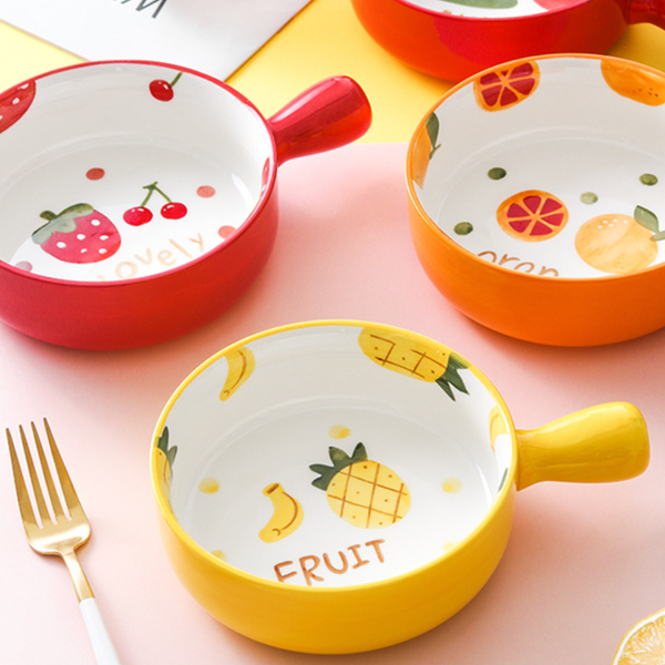 Fruit Dish With Handle - Ceramic bowl, salad bowls, snack bowls, bowl with handle | Bowls for dining table & home decor