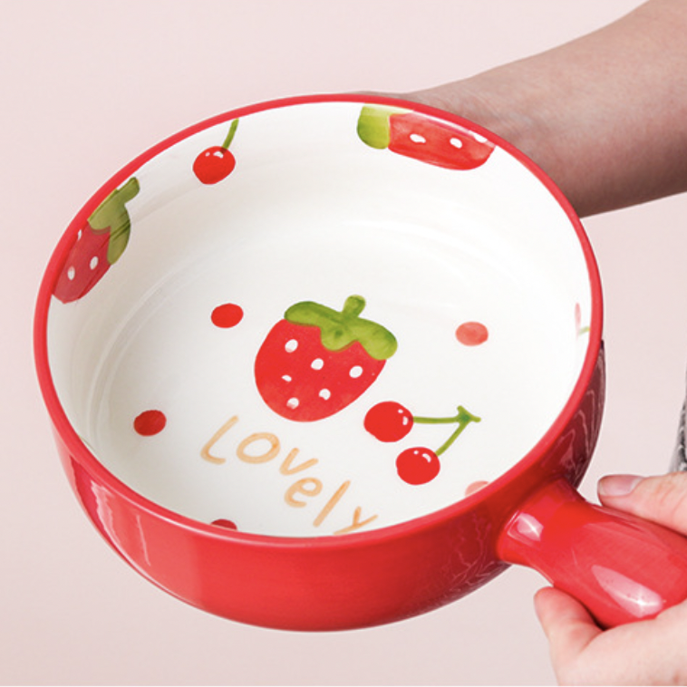 Fruit Dish With Handle - Ceramic bowl, salad bowls, snack bowls, bowl with handle | Bowls for dining table & home decor