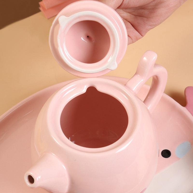 Pink Cute Whale Tea Set - Tea cup set, tea set, teapot set | Tea set for Dining Table & Home Decor