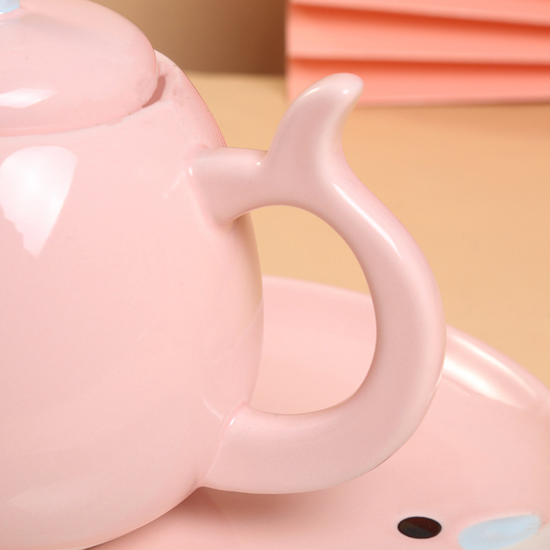 Pink Cute Whale Tea Set - Tea cup set, tea set, teapot set | Tea set for Dining Table & Home Decor