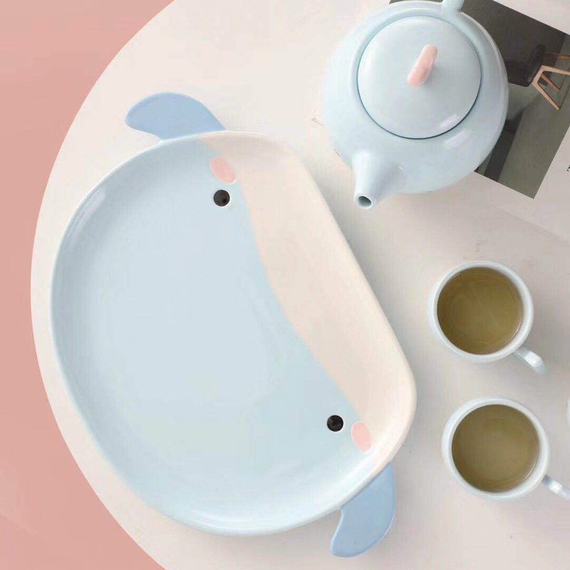Blue Cute Whale Tea Set - Tea cup set, tea set, teapot set | Tea set for Dining Table & Home Decor