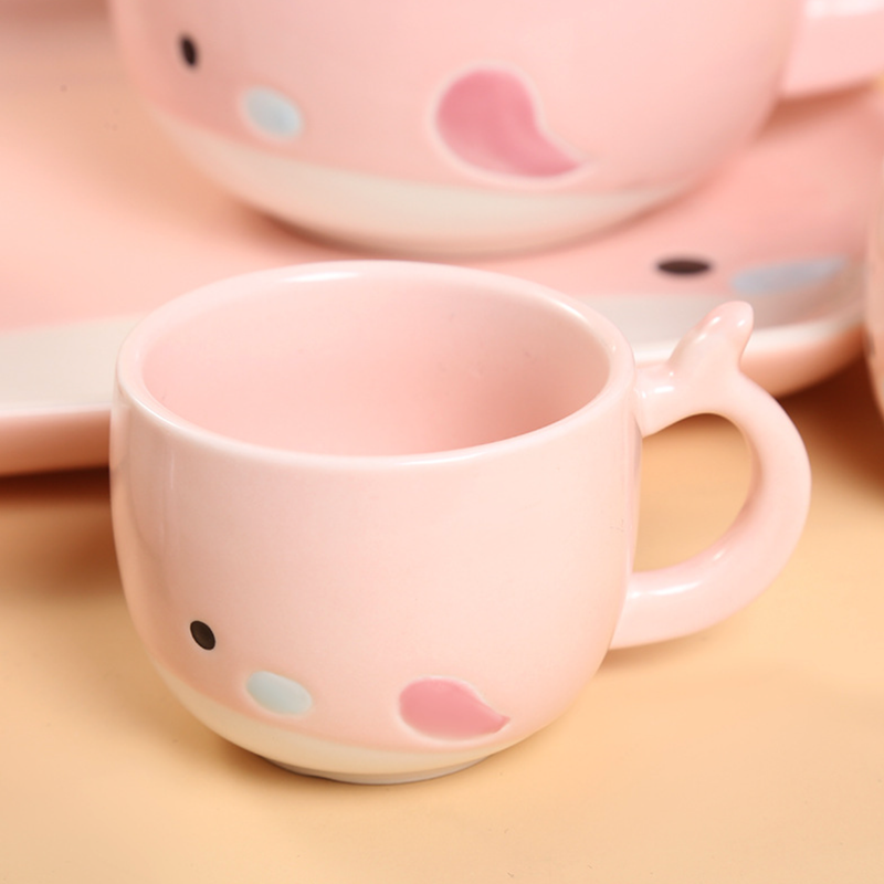 Pink Cute Whale Tea Set - Tea cup set, tea set, teapot set | Tea set for Dining Table & Home Decor