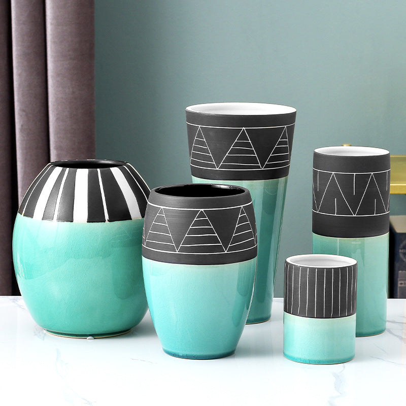 Blue and Black Vase - Flower vase for home decor, office and gifting | Home decoration items