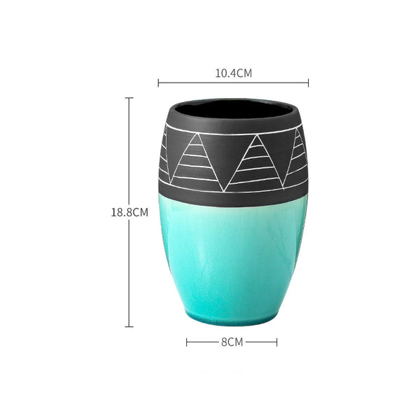 Blue and Black Vase - Flower vase for home decor, office and gifting | Home decoration items