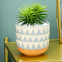 Chevron Pottery Vase - Flower vase for home decor, office and gifting | Room decoration items