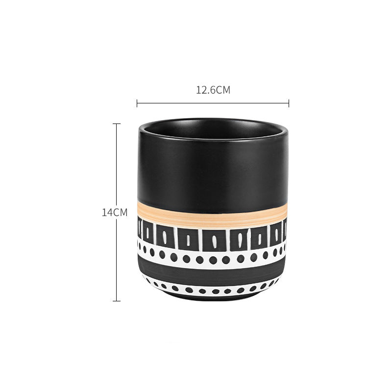 Black Ethnic Flower Pot - Flower vase for home decor, office and gifting | Home decoration items