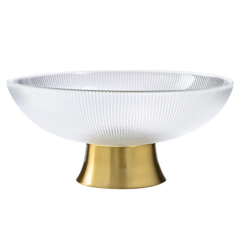 Ribbed Glass Decorative Fruit Bowl - Glass bowl, serving bowls, bowl for snacks, glass serving bowl, large serving bowl | Bowls for dining table & home decor