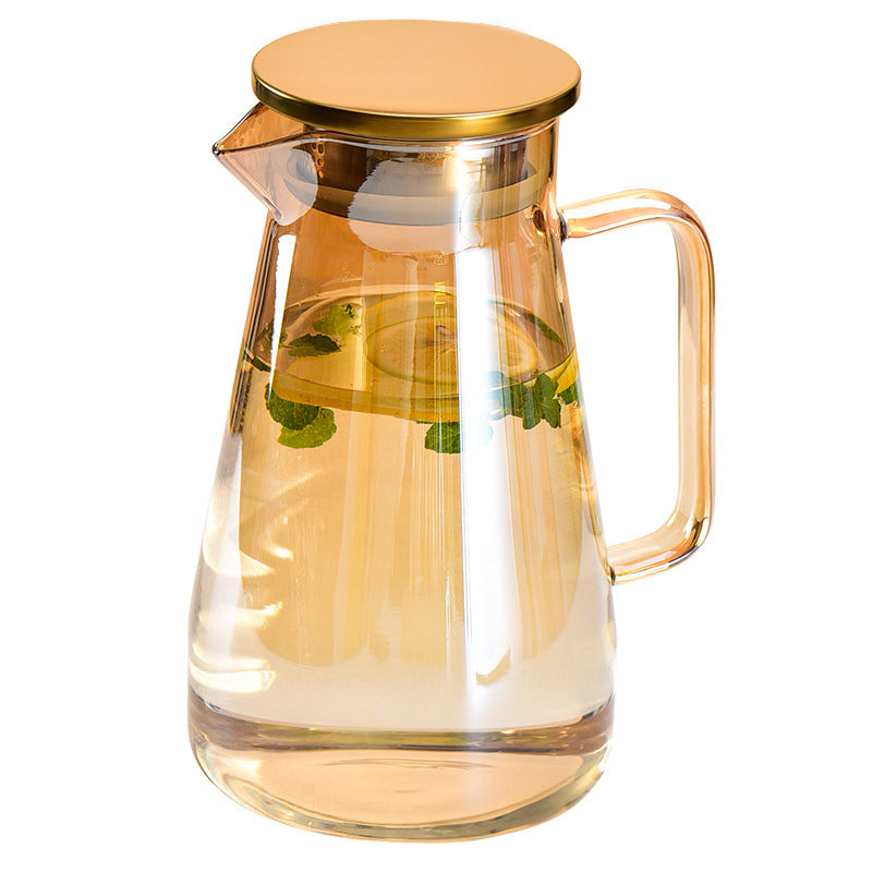 Amber Glass Jug and Cup Set of 7 - Tea set, glass jug set, glassware set | Drinkware set for Dining table & Home decor