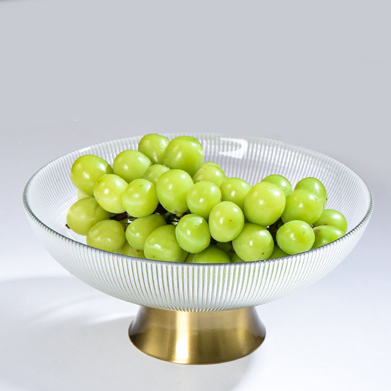 Ribbed Glass Decorative Fruit Bowl - Glass bowl, serving bowls, bowl for snacks, glass serving bowl, large serving bowl | Bowls for dining table & home decor