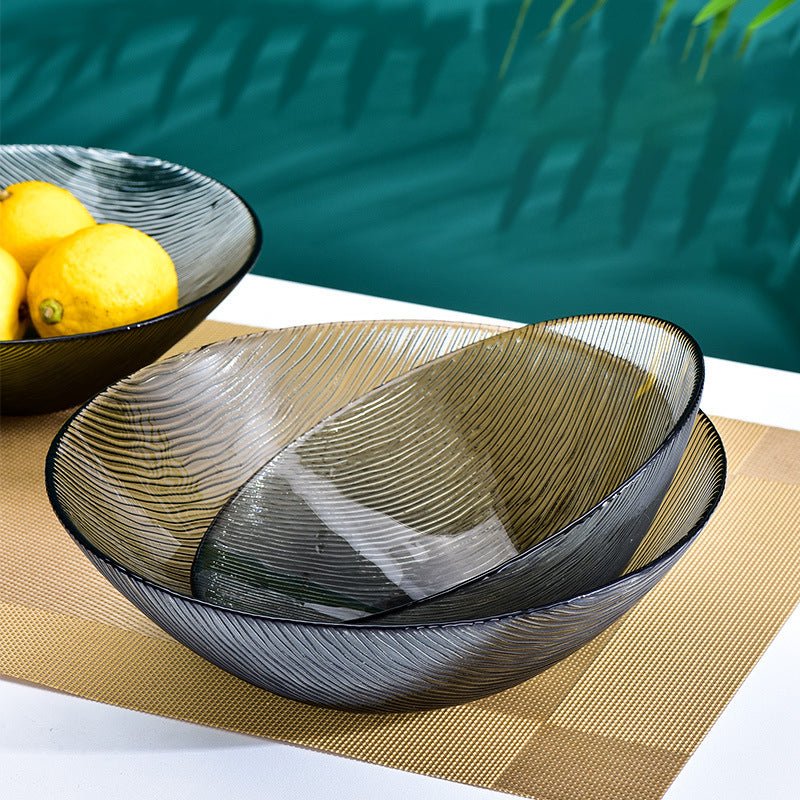 Waves Glass Bowl Set of 3 Grey - Glass bowl, serving bowl set, bowl for snacks, glass serving bowl, large serving bowl | Bowls for dining table & home decor