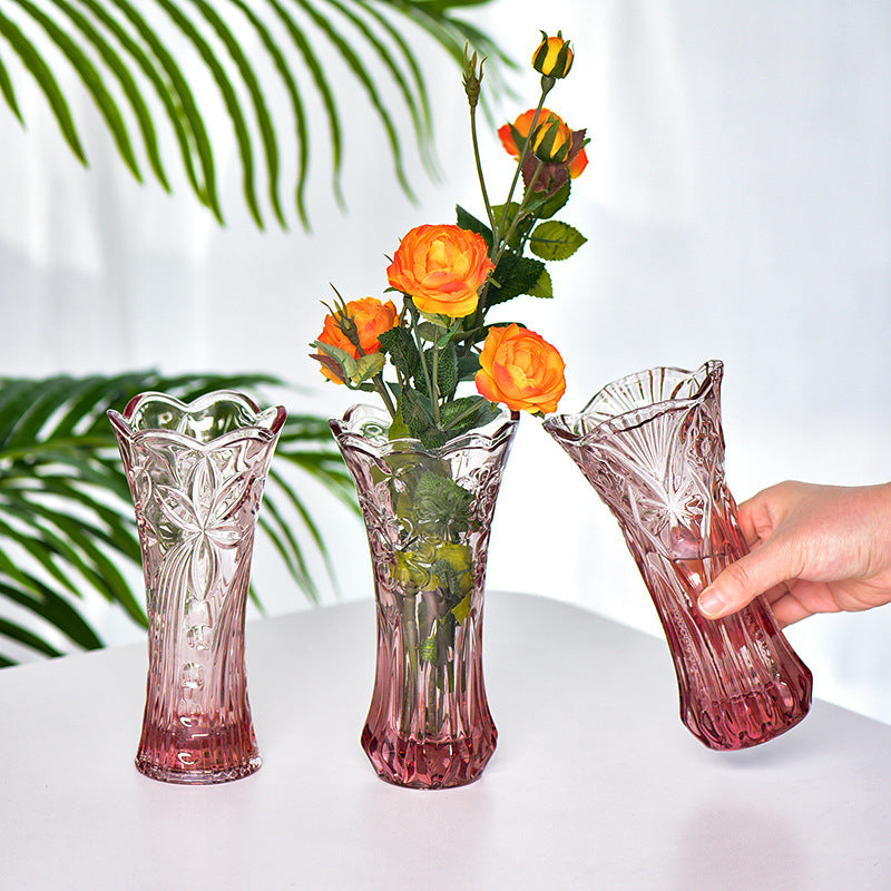 Pink Cut Glass Vase - Flower vase for home decor, office and gifting | Home decoration items