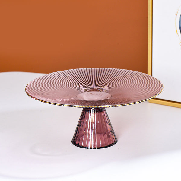 Glass Cake Stand Pink 13 inch