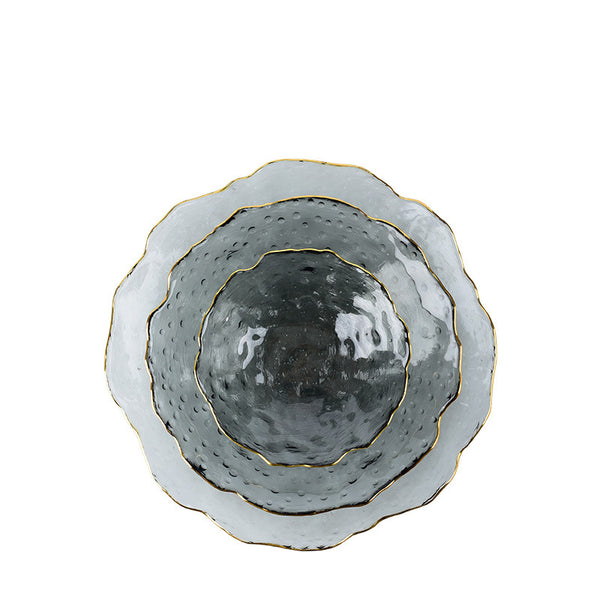 Glass Grey Dish Set of 3