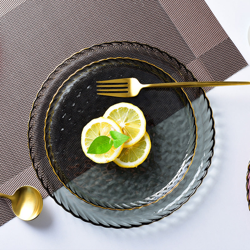 Glass Dinner Plate Grey - Serving plate, lunch plate, ceramic dinner plates| Plates for dining table & home decor