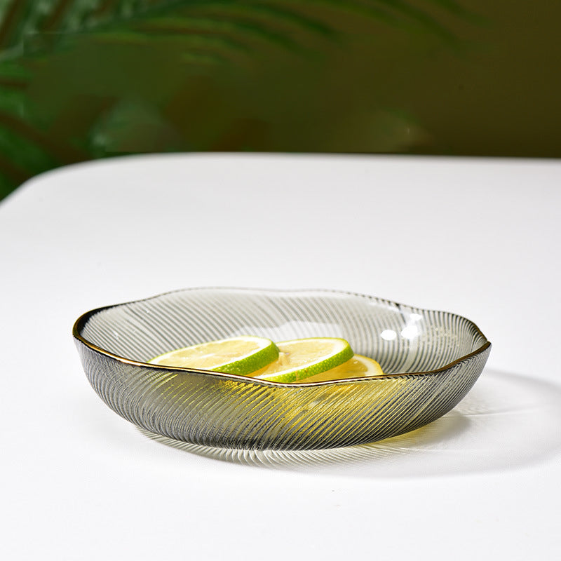 Flower Glass Dessert Plate Grey - Serving plate, small plate, snacks plates | Plates for dining table & home decor