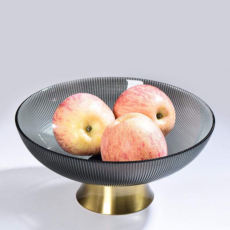 Grey and Gold Fruit Bowl - Glass bowl, serving bowls, bowl for snacks, glass serving bowl, large serving bowl | Bowls for dining table & home decor