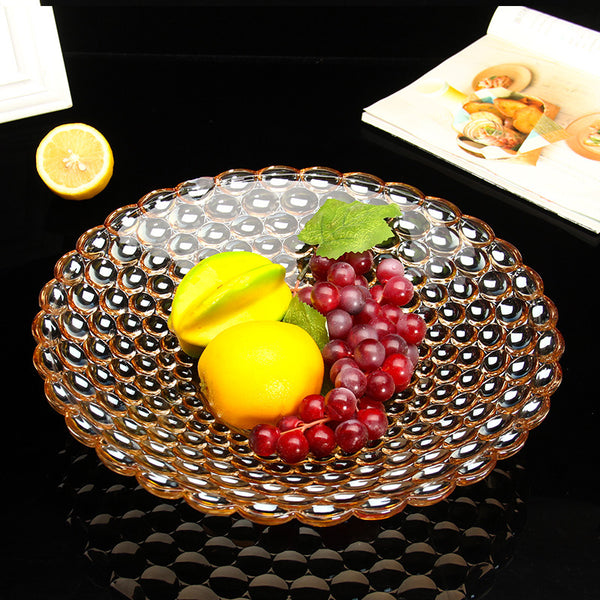 Amber Glass Decorative Fruit Bowl - Glass bowl, serving bowls, bowl for snacks, glass serving bowl, large serving bowl | Bowls for dining table & home decor