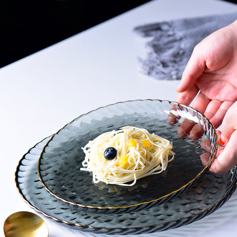 Glass Dinner Plate Grey - Serving plate, lunch plate, ceramic dinner plates| Plates for dining table & home decor