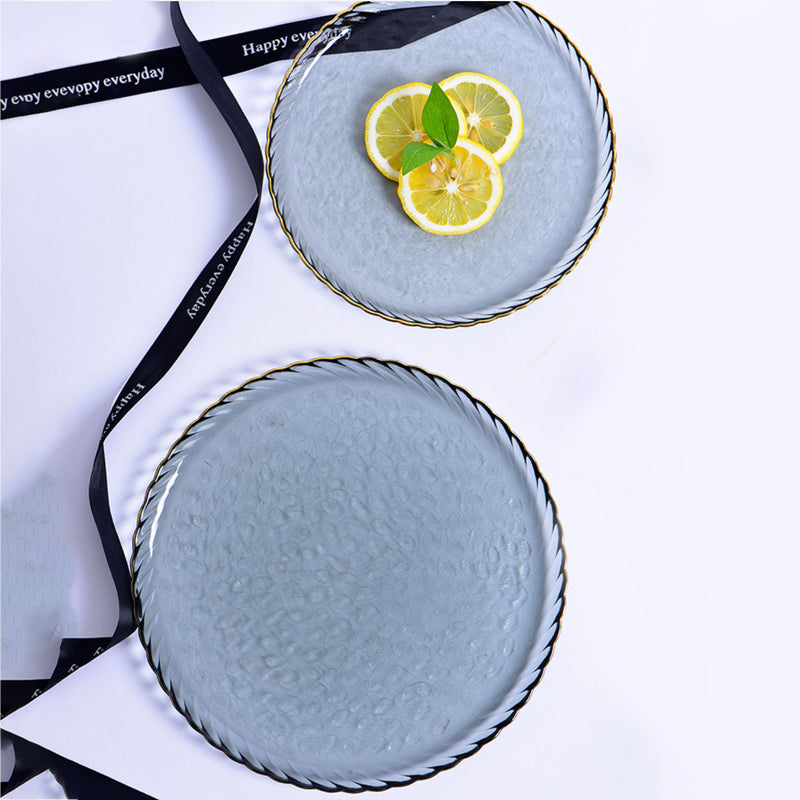 Glass Dinner Plate Grey - Serving plate, lunch plate, ceramic dinner plates| Plates for dining table & home decor