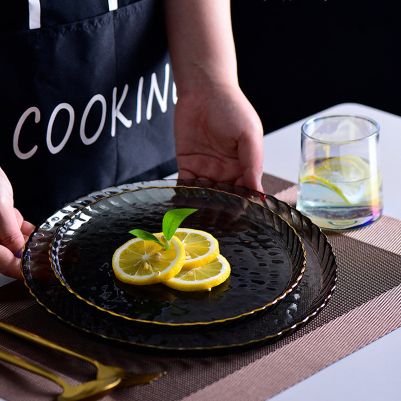 Glass Dinner Plate Grey - Serving plate, lunch plate, ceramic dinner plates| Plates for dining table & home decor
