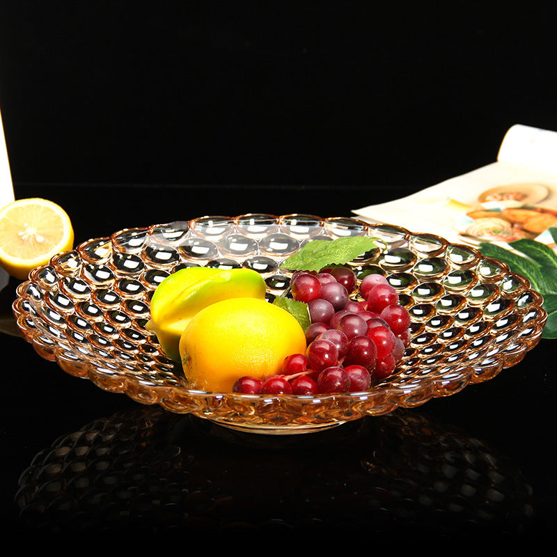 Amber Glass Decorative Fruit Bowl - Glass bowl, serving bowls, bowl for snacks, glass serving bowl, large serving bowl | Bowls for dining table & home decor