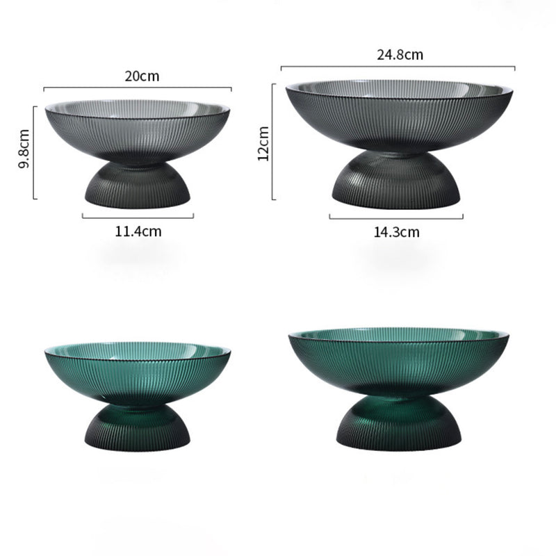Ribbed Emerald Fruit Bowl Small - Glass bowl, serving bowls, bowl for snacks, glass serving bowl, large serving bowl | Bowls for dining table & home decor