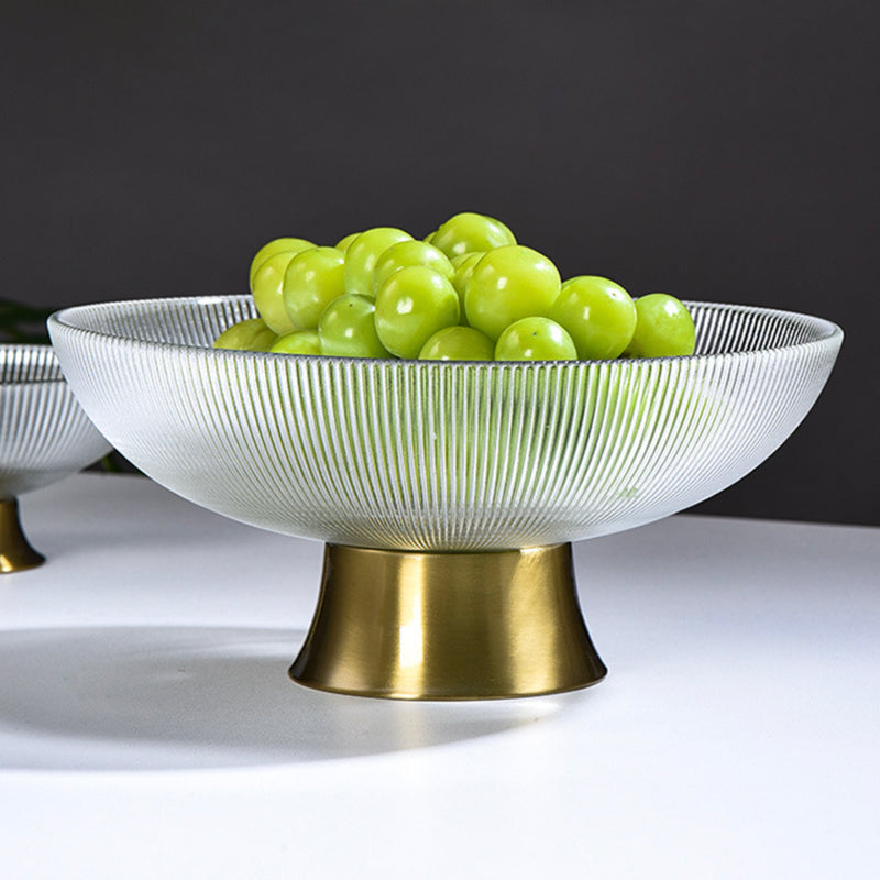 Ribbed Glass Decorative Fruit Bowl - Glass bowl, serving bowls, bowl for snacks, glass serving bowl, large serving bowl | Bowls for dining table & home decor