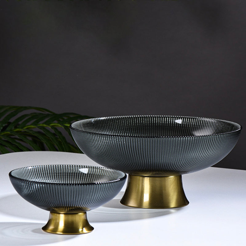 Grey and Gold Fruit Bowl - Glass bowl, serving bowls, bowl for snacks, glass serving bowl, large serving bowl | Bowls for dining table & home decor
