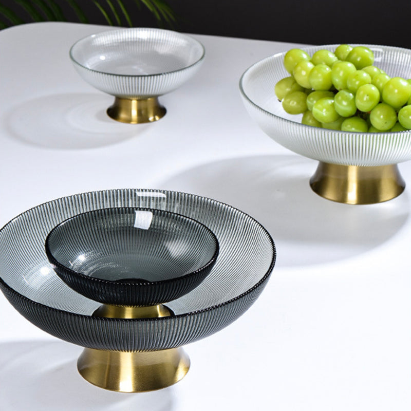 Grey and Gold Fruit Bowl - Glass bowl, serving bowls, bowl for snacks, glass serving bowl, large serving bowl | Bowls for dining table & home decor