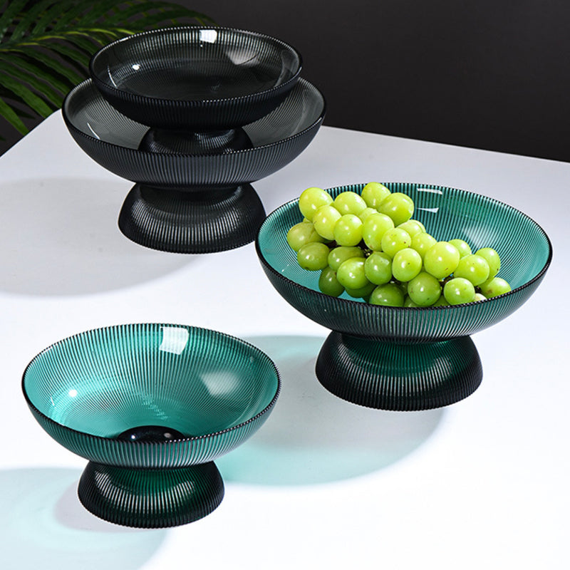 Ribbed Grey Fruit Bowl Small - Glass bowl, serving bowls, bowl for snacks, glass serving bowl, large serving bowl | Bowls for dining table & home decor