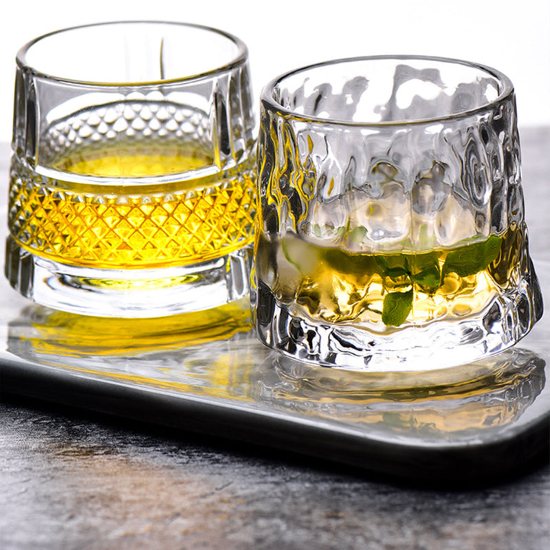 Rotating Rocks Glass for Drinks Set of 2