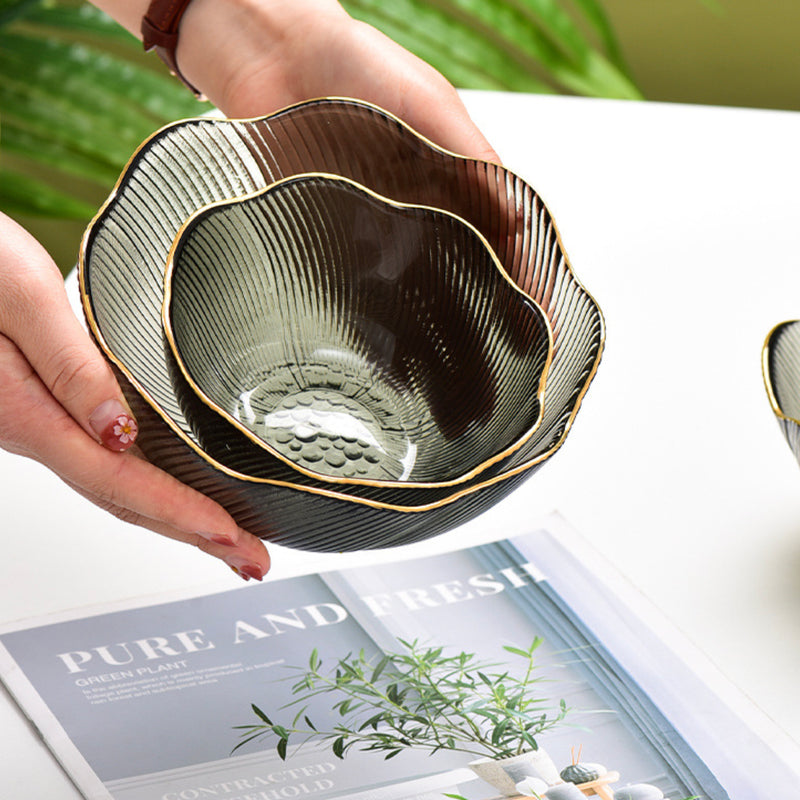 Wavy Glass Serving Bowl Grey - Glass bowl, serving bowls, bowl for snacks, glass serving bowl, large serving bowl | Bowls for dining table & home decor