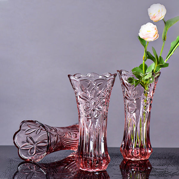 Pink Glass Flower Vase - Flower vase for home decor, office and gifting | Home decoration items