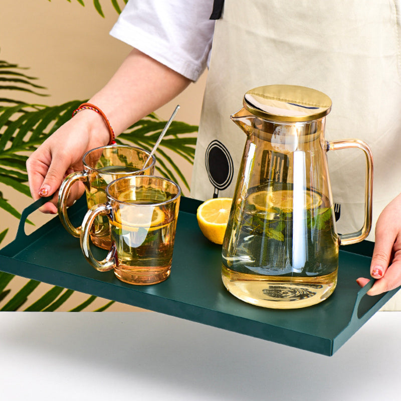 Amber Glass Jug and Cup Set of 7 - Tea set, glass jug set, glassware set | Drinkware set for Dining table & Home decor