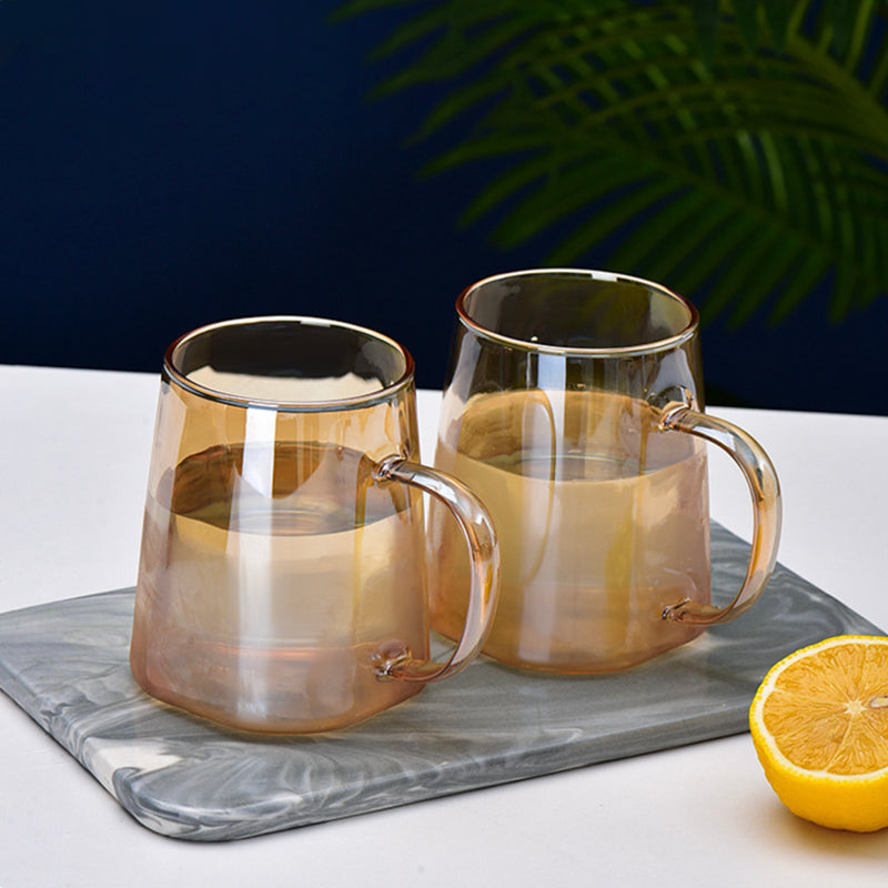 Amber Glass Jug and 4 Cups Set - Tea set, glass jug set, glassware set | Drinkware set for Dining table & Home decor