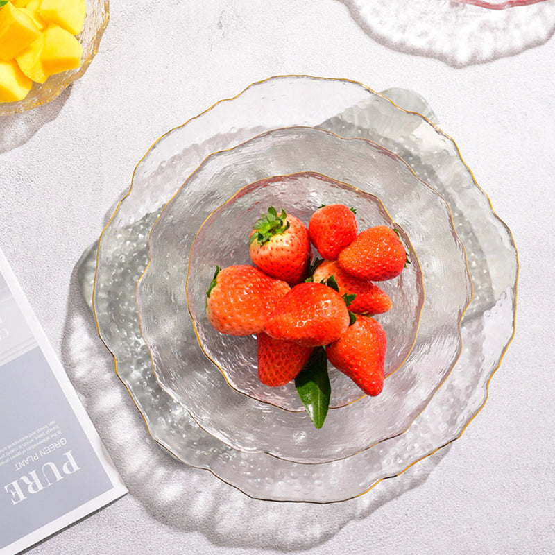 Glass Plate and Bowl Set of 3